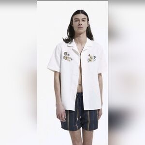 The Kooples Navy Blue & Gold Swim Trunks With Stripes & Zipper Pockets